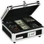 Vaultz Plastic & Steel Cash Box with Tumbler Lock, Black & Chrome