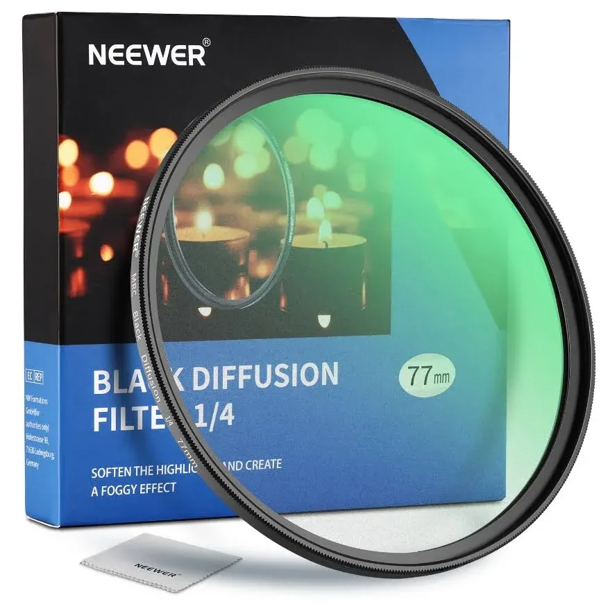 NEEWER 67mm Black Diffusion 1/4 Filter Mist Dreamy Cinematic Effect Filter Ultra Slim Water Repellent Scratch Resistant HD Optical Glass, 30 Layers Nano Coatings for Video/Vlog/Portrait Photography