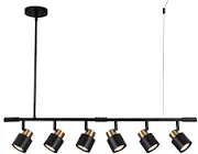 CRAFTRONOS 6 Light Track Lighting Kit Matt Black Brass Finish Adjustable Height with Moden Flush Mount Ceiling Spotlight for Kitchen,Dining,Living