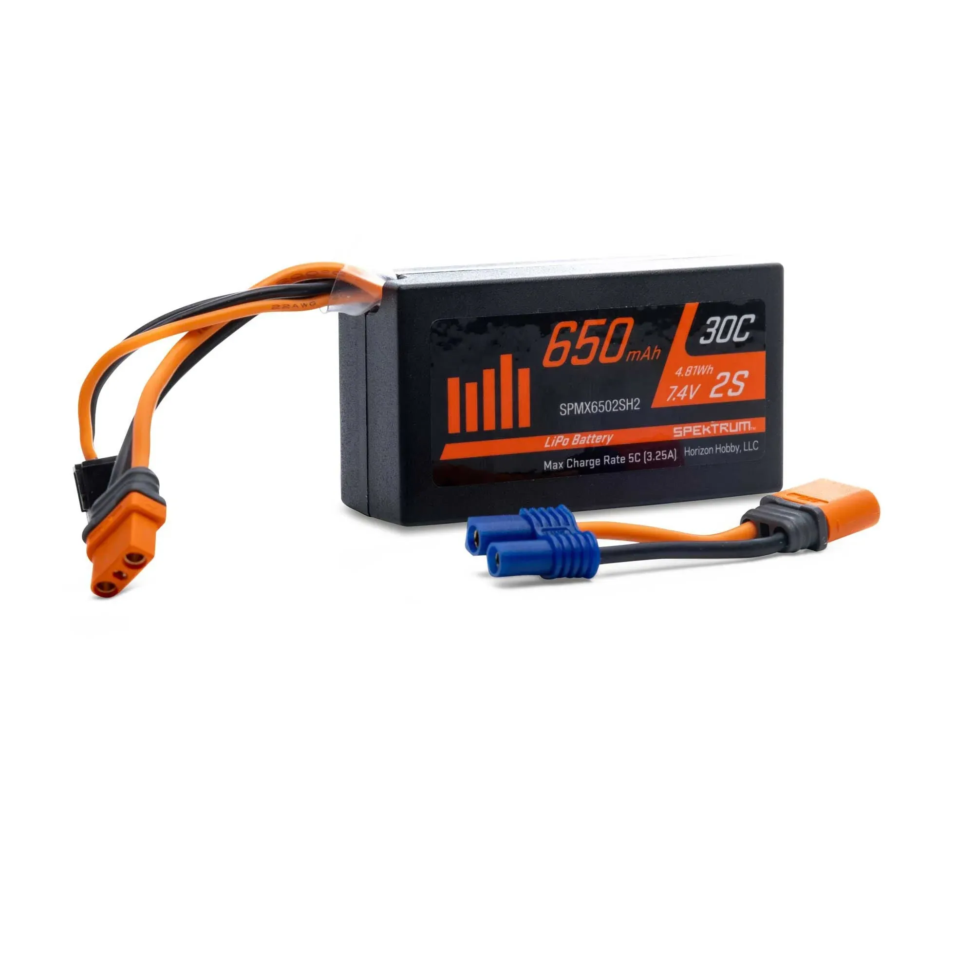 Spektrum SPMX6502SH2 7.4V 650mAh 2S 30C LiPo Battery