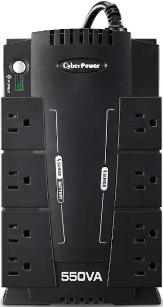 CyberPower CP550SLG Standby UPS System, 550VA/330W, 8 Outlets, Compact