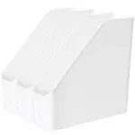 Youngever 3 Pack File Folder Bin Storage, Plastic File Folder Bin Organizer with Handle (White)