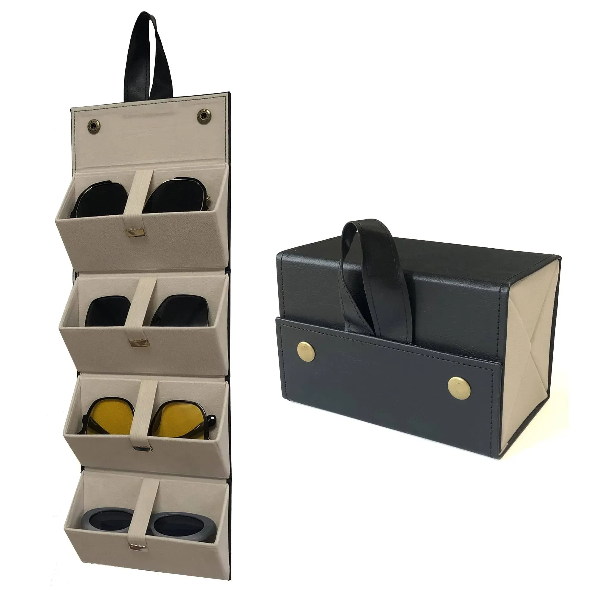 Longjet Sunglasses Organizer 5 Slots Travel Glasses Case Multiple Pairs Eyeglasses Storage Box Hanging Eyewear Holder