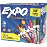 Expo Low-Odor Dry Erase Markers, Chisel Tip, Assorted Colors, 36 Pack