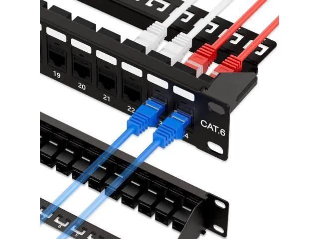 iwillink 10Gbps Patch Panel 24 Port, RJ45 Through Coupler Cat6 Patch Panel UTP 19-Inch 1U with Back Bar, Wallmount or Rackmount, Compatible with Cat5, Cat5e, Cat6 Cabling