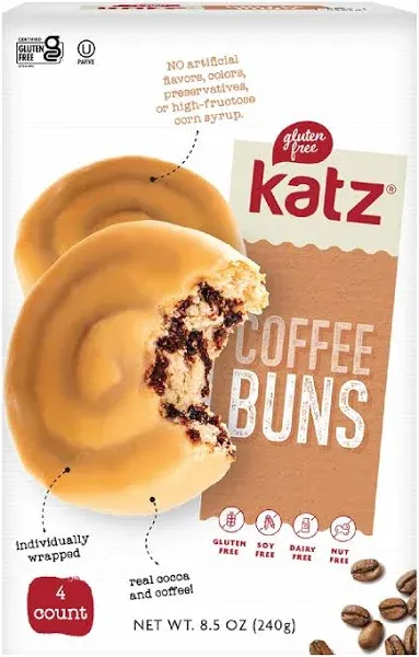 Katz Gluten Free Coffee Buns |Gluten Free, Dairy Free, Nut Free, Soy Free, Kosher | (3 Pack, 8.47 Ounce Each), Size: 8.47 oz