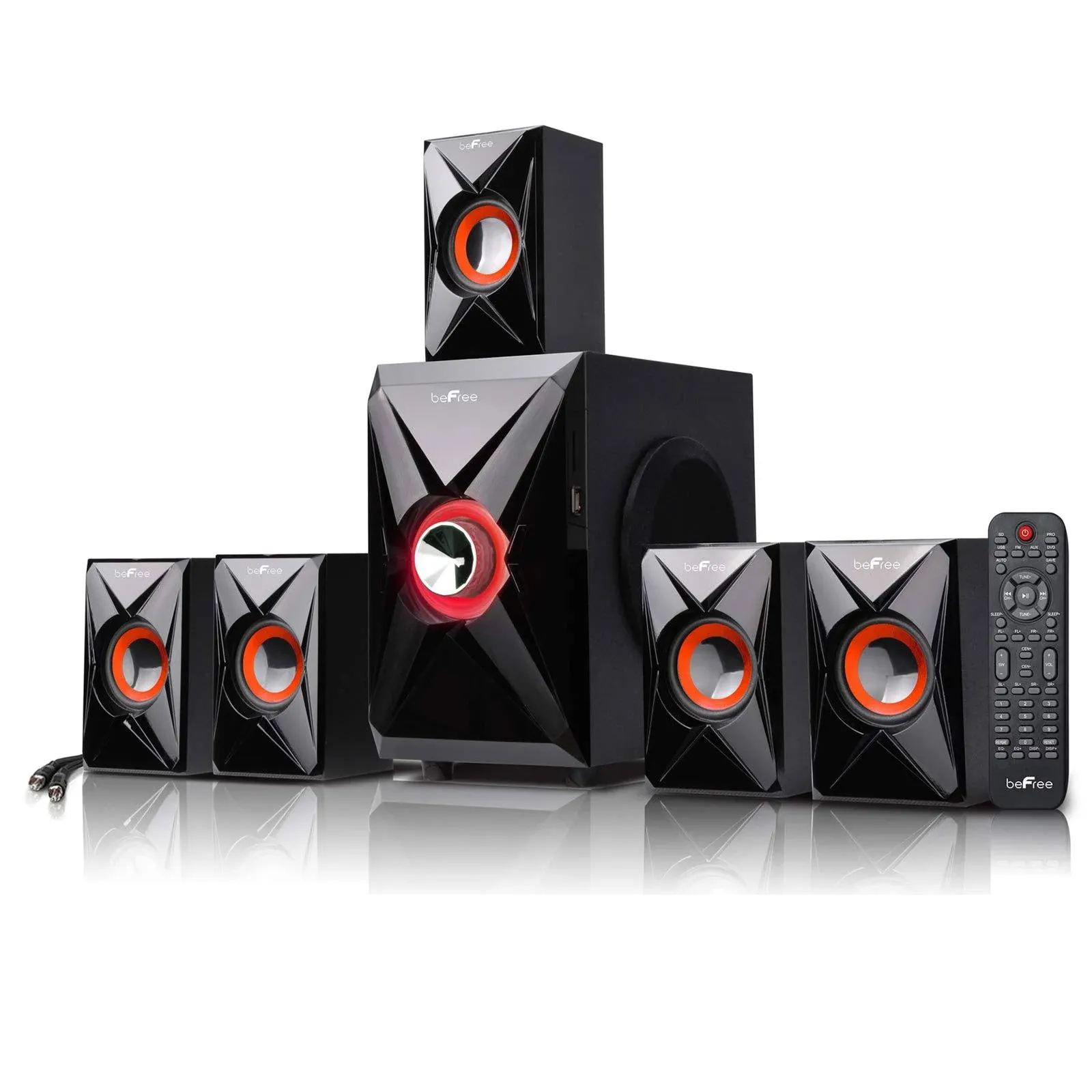 Befree Sound 5.1 Channel Bluetooth Surround Sound Speaker System in Orange