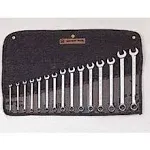 Wright Tool 952 Full Polish Metric 12 Point Combination Wrench Set, 7mm-22mm (15-Piece) Silver