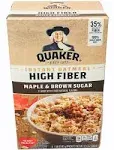 Quaker High Fiber Instant Oatmeal, Maple-Brown Sugar (1.58 oz, 8 ct)