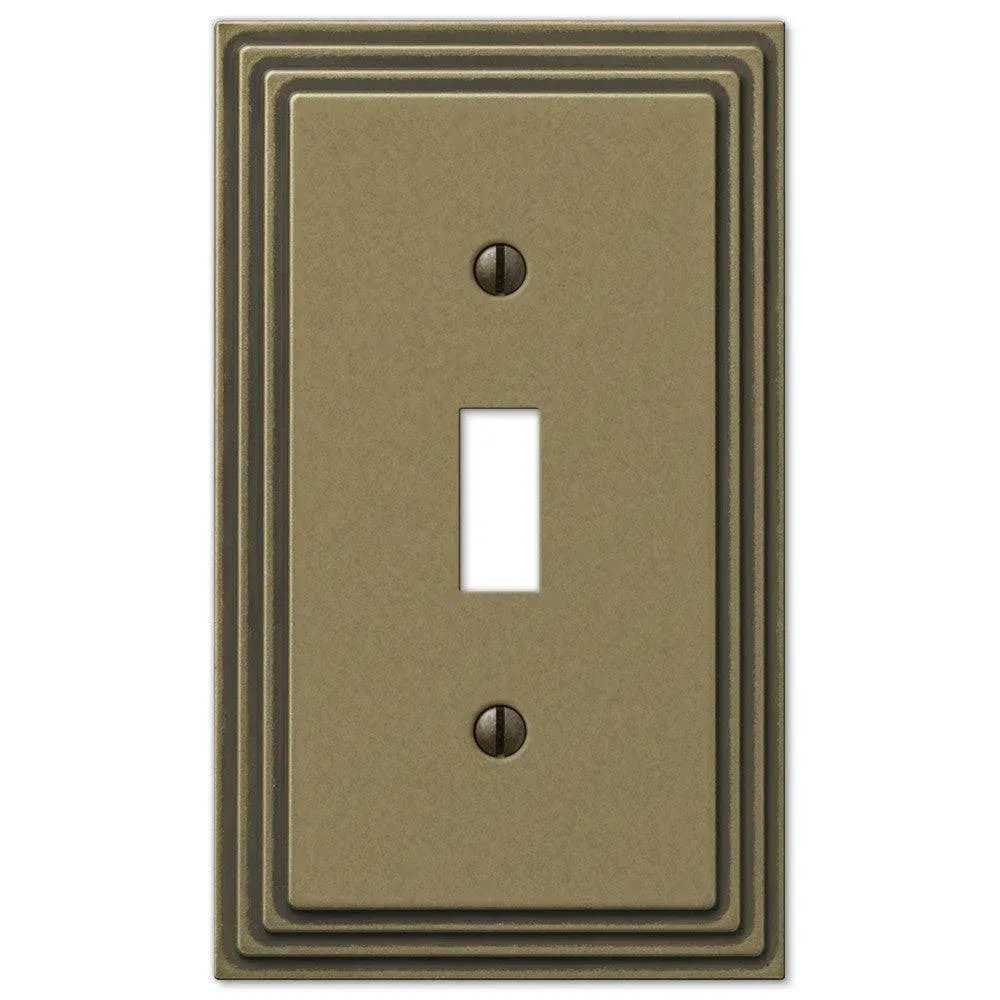 Amerelle Steps Single Toggle Cast Metal Wallplate in Rustic Brass