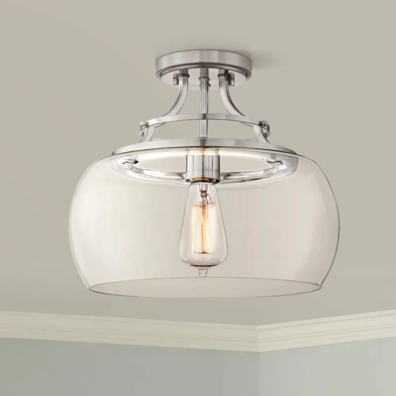 Franklin Iron Charleston 13 1/2" Wide Brushed Nickel LED Ceiling Light