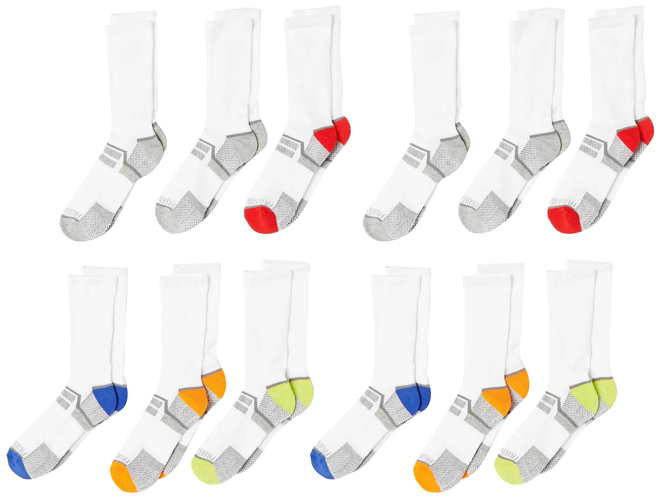 Fruit of the Loom Boys' Everyday Active Crew Socks (12 Pack)