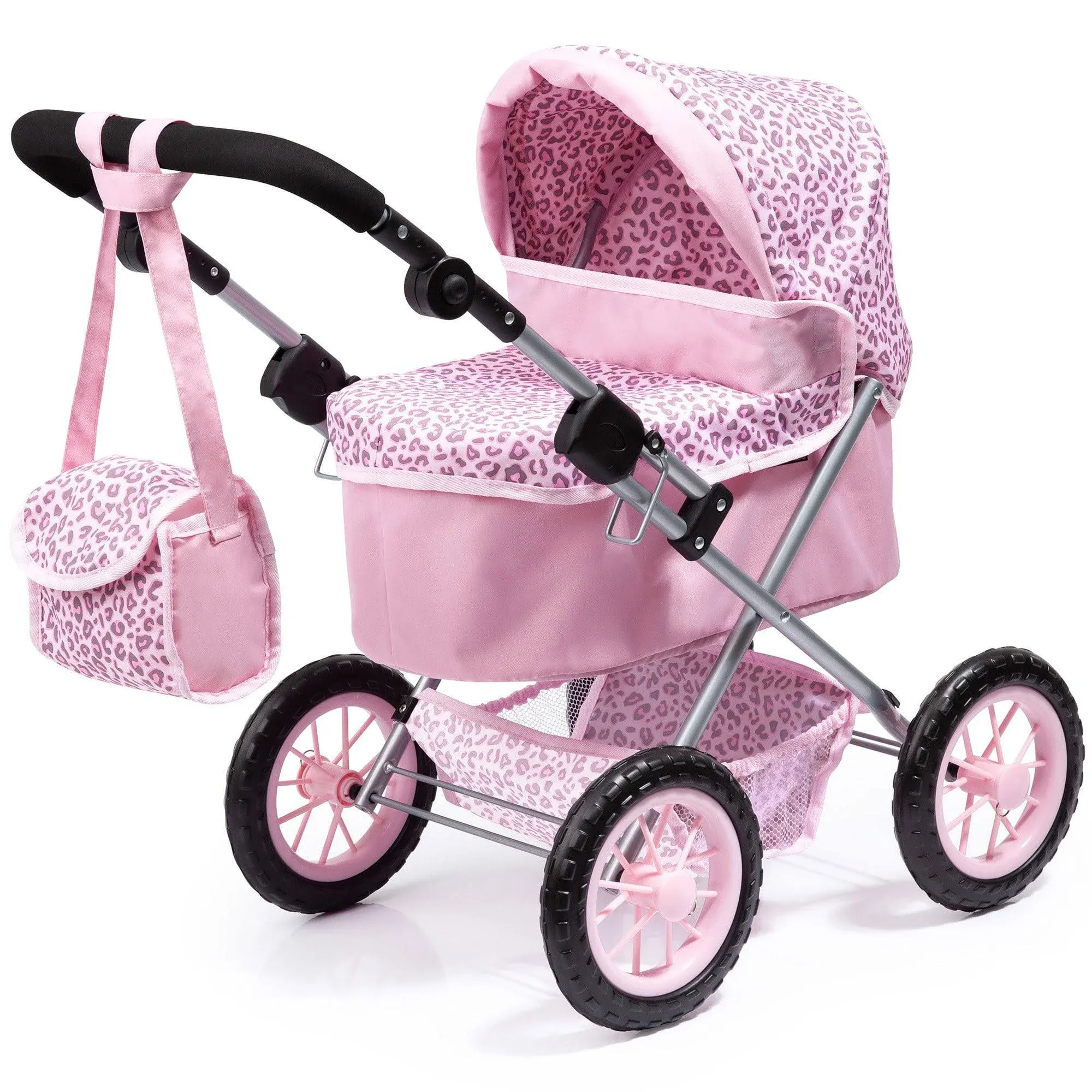 Bayer Design Dolls: Trendy Pram - Pink & Animal Print- Includes Shoulder Bag, 13002AA