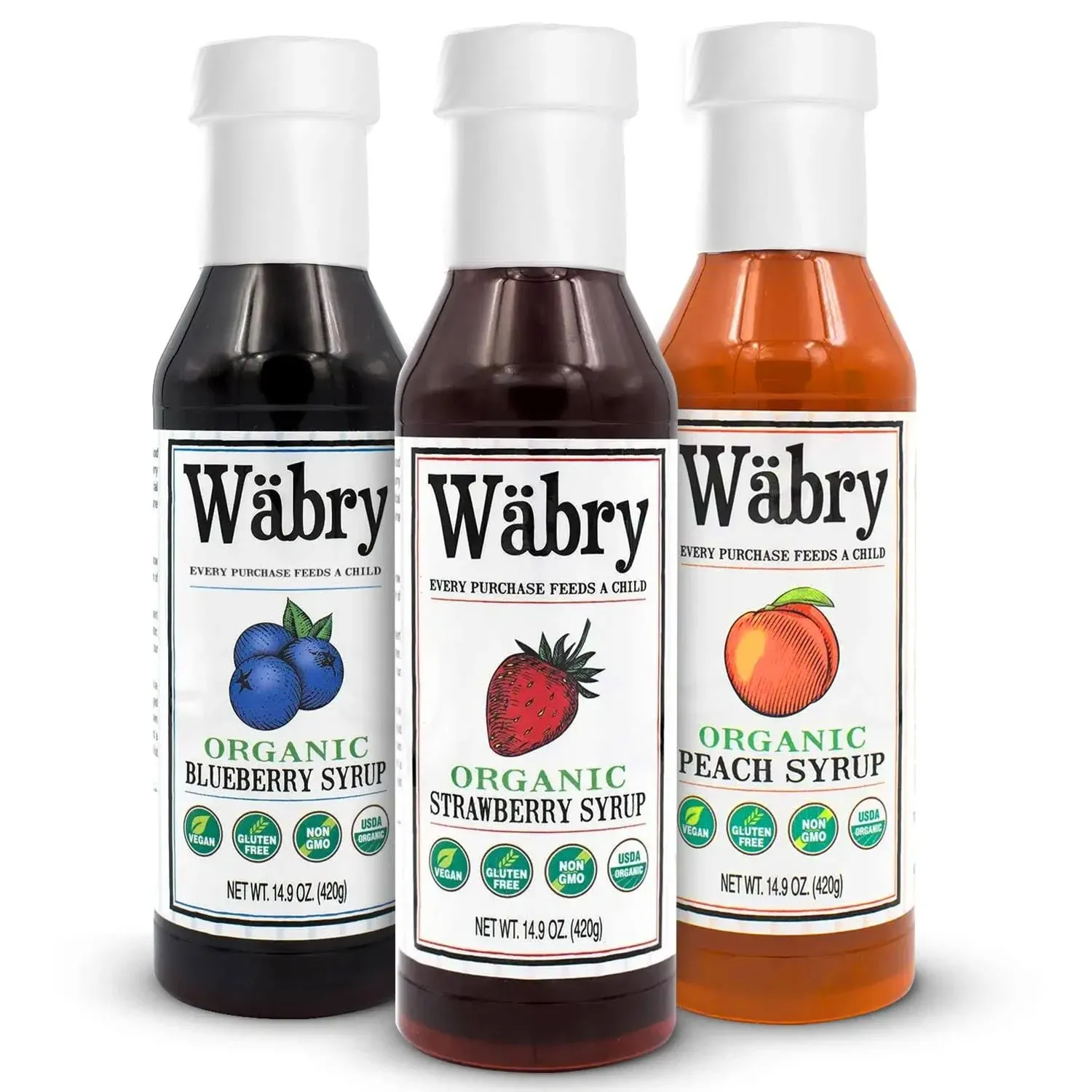 Wäbry Blueberry Syrup – 14.9oz (420g), Natural Fruit Flavor Organic Snow Cone Syrup for Drizzling On Shaved Ice, Waffles