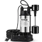 VEVOR 33Ft Sewage Pump 1.5HP Sump Pump 6000GPH Submersible Dirty Water Pump UL