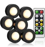 Under Cabinet Lighting Set of 6 Wireless Remote Controlled Dimmable Auto-Off LED