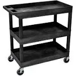 Mobile 3-Shelf Storage Cart - Durable Black Tub Shelves with Swivel Casters