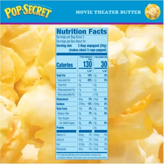 Pop Secret Microwave Popcorn, Movie Theater Butter Flavor, 3 Oz Sharing Bags, 18