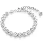 Swarovski - Imber Tennis bracelet - Round cut, White, Rhodium plated - Size: M