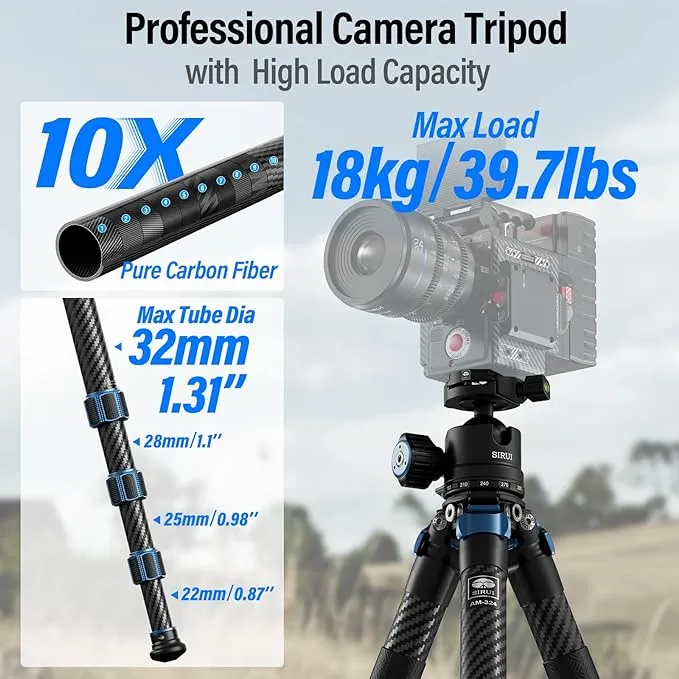 Sirui AM-324 Professional Camera Tripod with AM-40 Low Gravity Ball Head Tripod+Ball Head