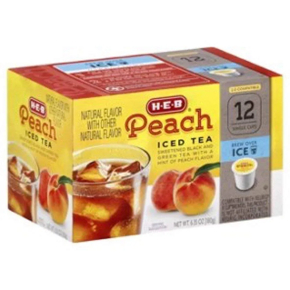 H-E-B Product Peach Iced Tea 12 Single Cups Compatible with Keurig K-cup Brewers - Set of 2, 1 Count (Pack of 2), 2.0 Count