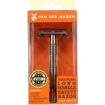 Van Der Hagen Razor, Traditional Long Handle Safety, Gunmetal, 110MM Handle