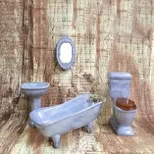 Bestlee Dollhouse Furniture Miniature Bathroom Set