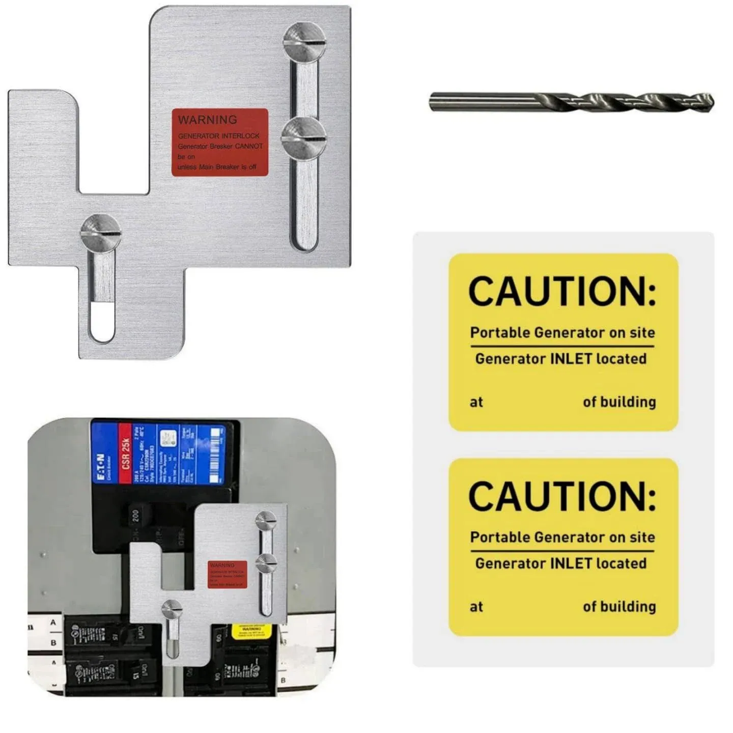 Generator Interlock Kit Compatible with Eaton Cutler Hammer BR Series 150 and 200 amp Panels,1 1/4-1 7/16 inches Spacing Between Main and Branch