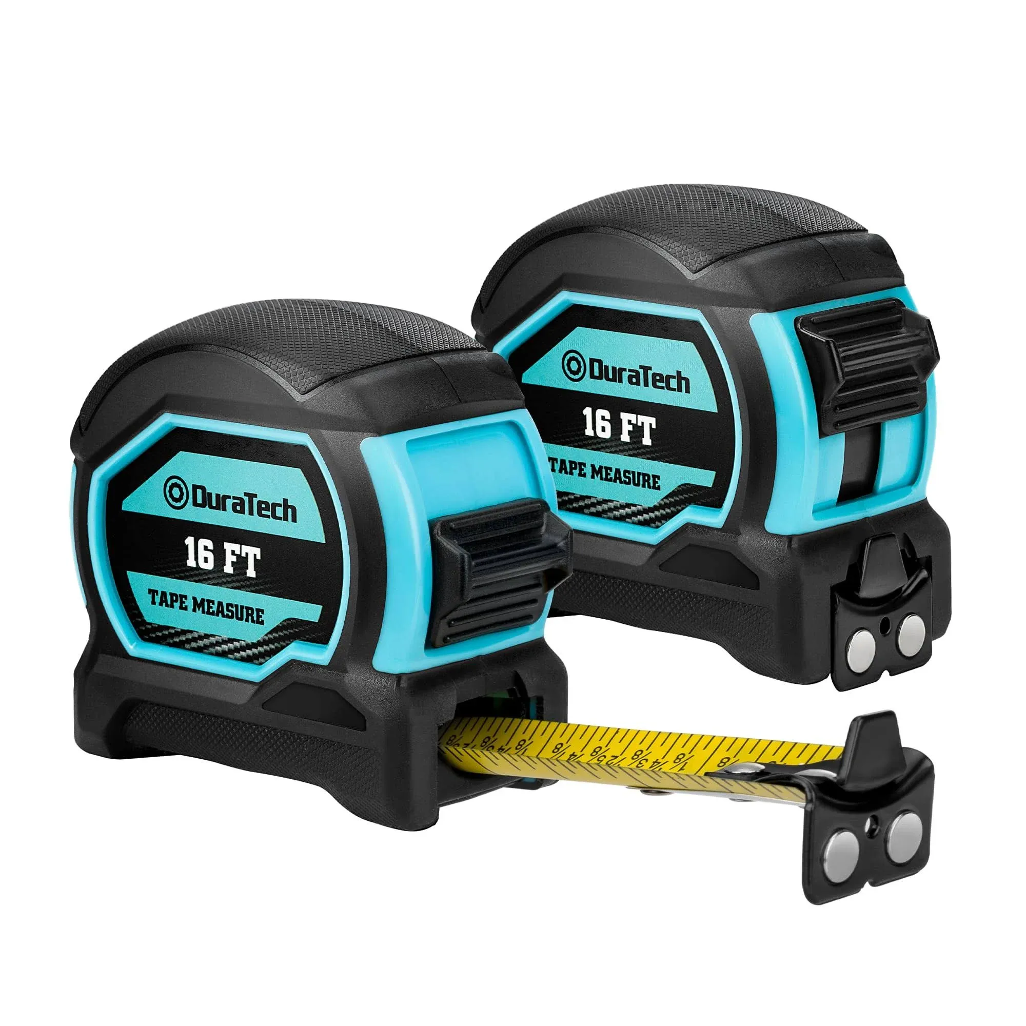 DuraTech Magnetic Tape Measure 16ft with Fractions 1/8, 2 Pack Retractable Measuring Tape, Easy to Read Both Side Measurement Tape, Magnetic Hook