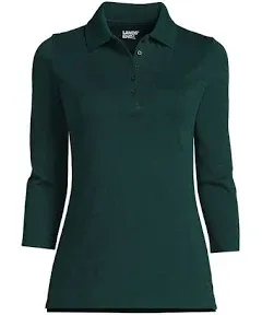 Lands' End Women's 3/4 Sleeve Interlock Polo