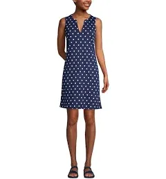 Women&#x27;s Cotton Jersey Sleeveless Swim Cover-up Dress Print