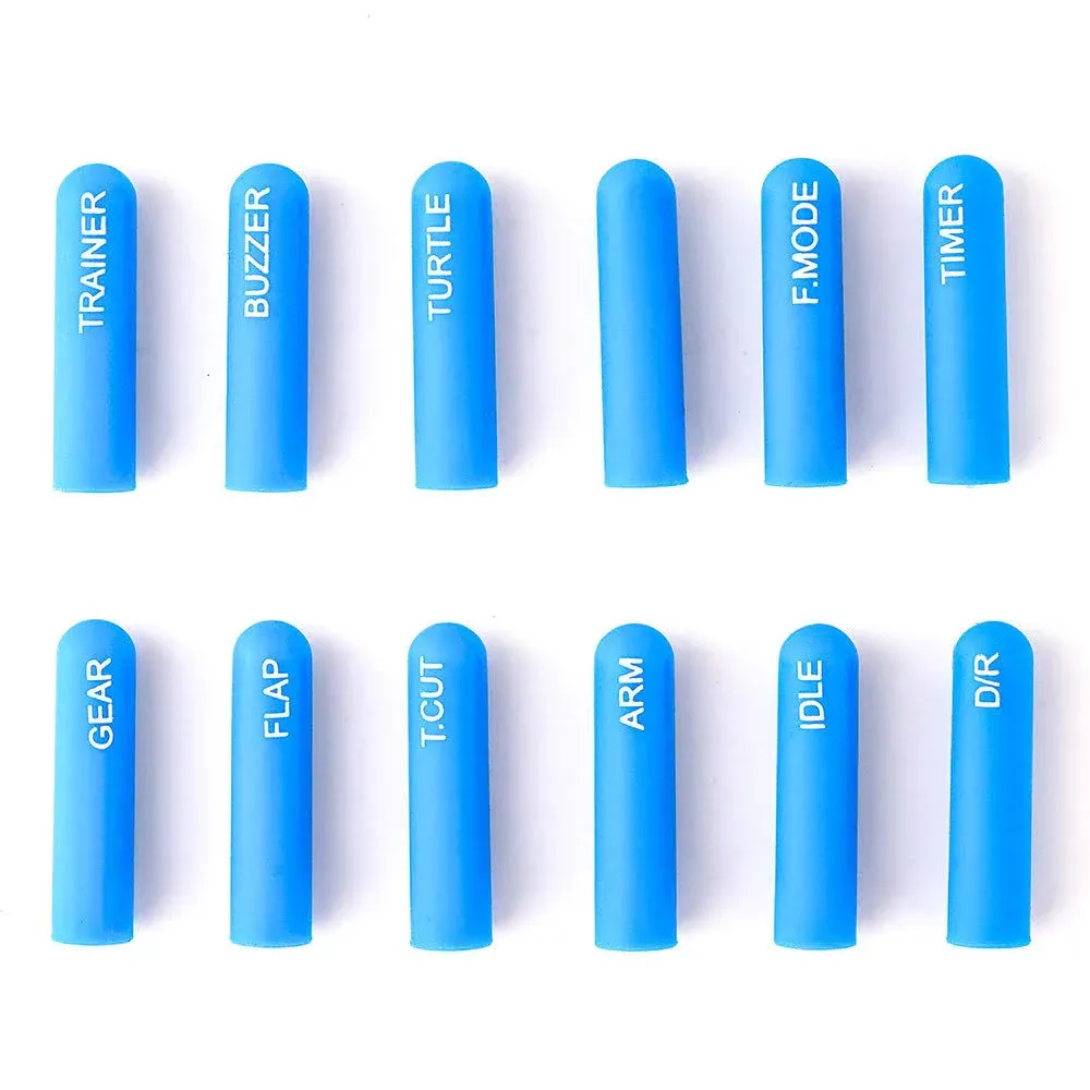 RadioMaster Labelled Silicon Switch Cover Set - Long (12pcs / Blue)