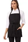 Chef Works Unisex Three Pocket Apron, Black, Plus Size