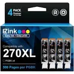 E-Z Ink (TM) Compatible Ink Cartridge Replacement for Canon PGI-270XL PGI 270 XL to use with MG6821 TS6020 MG6820 MG5720 MG5721 MG5722 TS5020 TS8020 TS9020 MG7720 Printer (Large Black, 4 Pack)