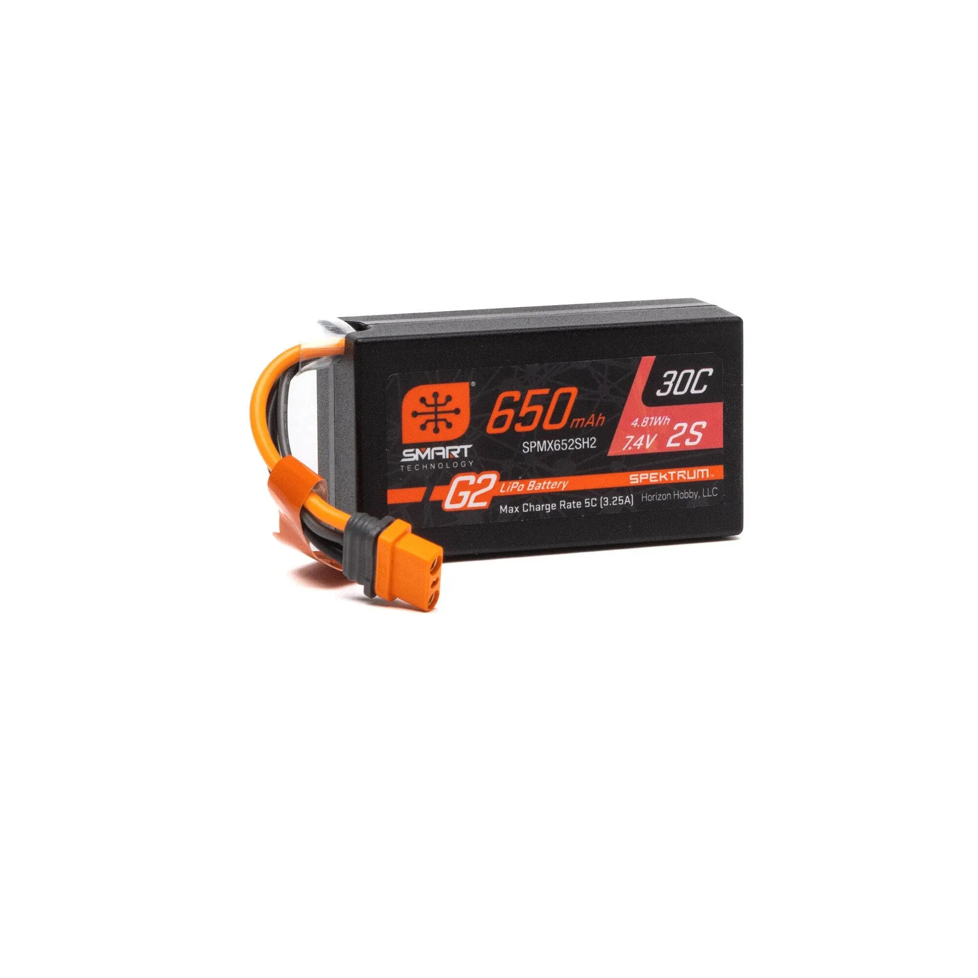 Spektrum Accessories 650mAh 2S 7.4V Smart G2 30C LiPo IC2 SPMX652SH2 Car