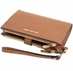 Michael Kors Jet Set Travel Luggage Leather Large Double Zip Wristlet Wallet