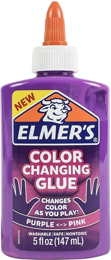 Elmer's Color Changing Liquid Glue | Makes Slime That Changes Color As You Play, Pink to Purple, 5 oz.