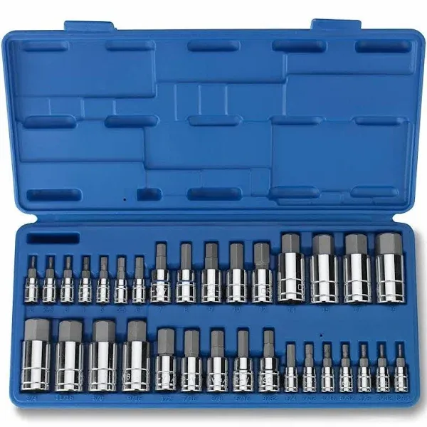 32PC Hex Allen Master Socket Bit Set S2 Steel | SAE &amp; Metric S2 Steel