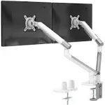 WALI Dual Monitor Stand White Arms Mounts for 2 Monitors Mechanical Spring Tension Indicator Fully Adjustable Bracket