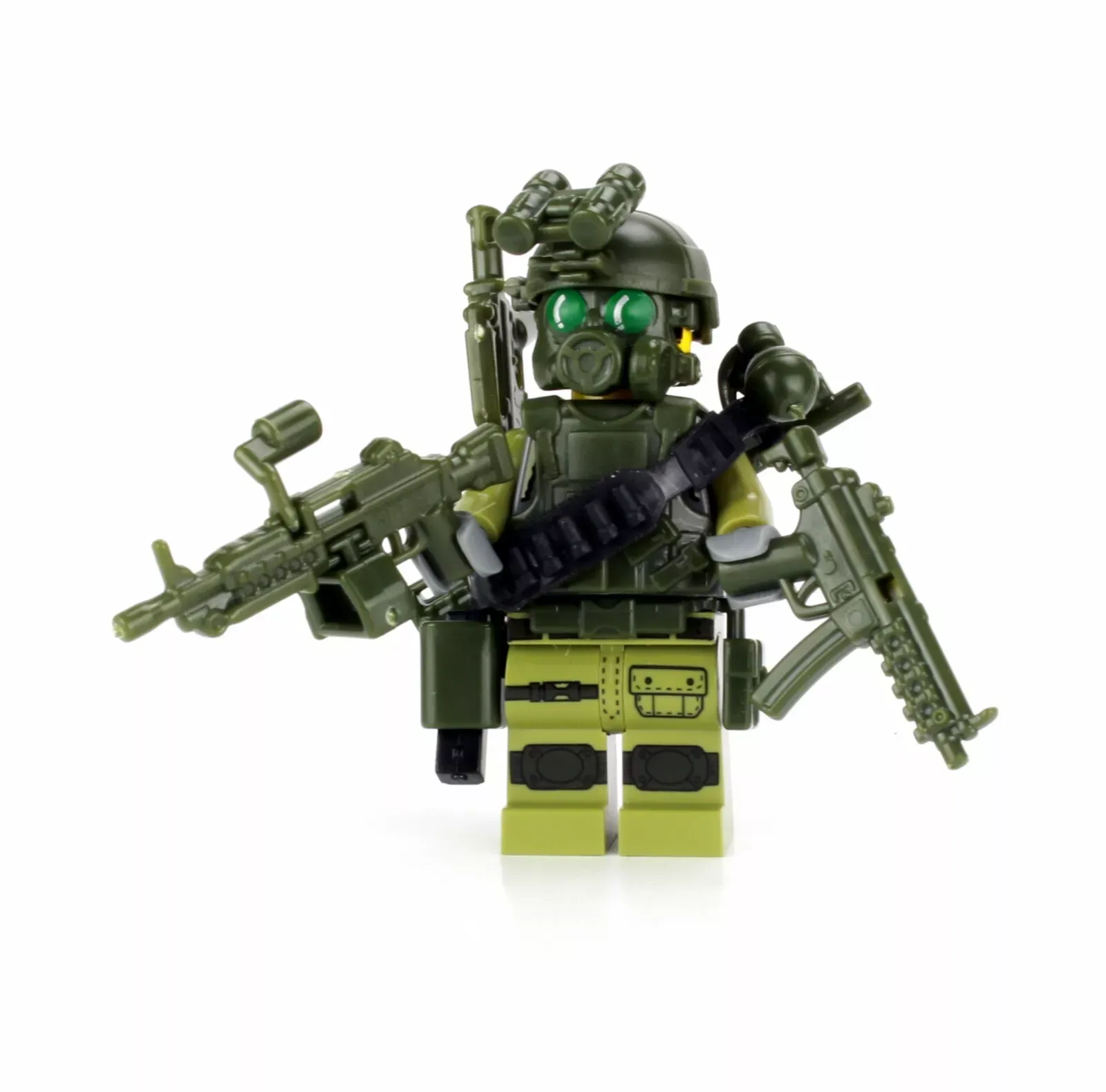 Green Commando Army Soldier Minifigure made with real LEGO® minfigure