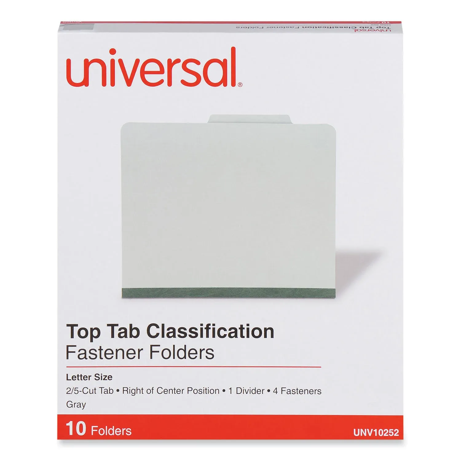 Universal Pressboard Classification Folder Letter Four-Section Gray 10/Box