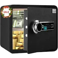 Tenamic Biometric Fingerprint Safe Box 1.41 Cuft Security Box with Induction Light and Leather