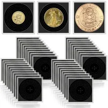 20 Pcs Clear Square Silver Dollar Coin Capsules Holder,5 Size Adjustable Gasket for Coin Collection American Silver Eagle Liberty Coin &JFK Half Dollar &Bitcoin Supplies,and One Storage Organizer Box