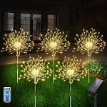 Solar Garden Lights, Firework Lights Outdoor 5 Pack 120 LED Solar Waterproof ...