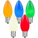 Novelty Lights 25 Pack C9 Ceramic Outdoor Christmas Replacement Bulbs, Multi, E1