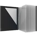 Oxford 10 Pocket Folder, Sturdy Plastic Spiral Portfolio, Anti-Tear Black 