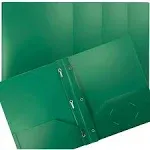 Green Plastic 2 Pocket Folders with Prongs, Heavyweight, Letter Size Poly Fol...