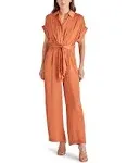 Steve Madden Tori Button Front Tie Waist Jumpsuit - Tan/Beige