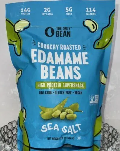 The Only Bean Crunchy Dry Roasted Edamame Snacks (Sea Salt),18 Ounce (Pack of 2)