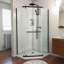 DreamLine® Prism 36-1/8"W x 36-1/8"D x 72"H Oil-Rubbed Bronze Frameless Pivot Neo-Angle Shower Enclosure with Clear Glass